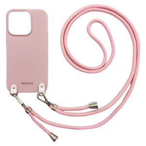iPhone13 Mini アイフォン13ミニ(くすみピンク/ピンク)ひも TPU ストラップ 肩掛け 首かけ 斜めが スマホケース かわいい