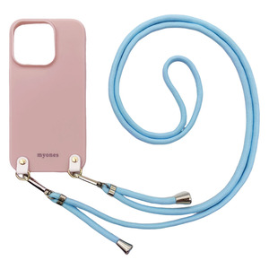 iPhone13 Mini アイフォン13ミニ(くすみピンク/ブルー)ひも TPU ストラップ 肩掛け 首かけ 斜めが スマホケース かわいい