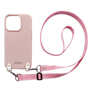 iPhone13 Pro Max(くすみピンク/ピンク)TPUケース ストラップ アクセサリー 肩掛け 斜めがけ かわいい
