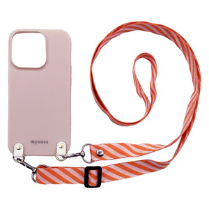 iPhone8 7 iPhoneSE2 SE3(くすみピンク/オレンジ)TPUケース ストラップ カバー 平型 肩掛け 斜めがけ かわいい
