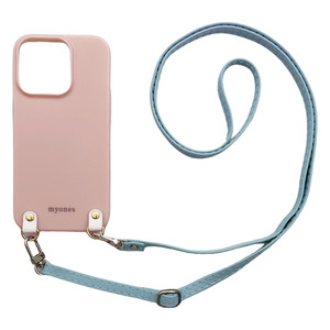 iPhone12 iPhone12 Pro（くすみピンク/ブルー）PUレザー ソフトケース スマホショルダー 肩掛け 首かけ 斜めがけ かわいい 韓国