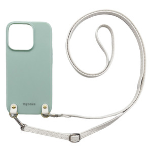 iPhone12 iPhone12 Pro（くすみグリーン/ホワイト）PUレザー ソフトケース スマホショルダー 肩掛け 首かけ 斜めがけ かわいい 韓国