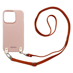 iPhone13 Mini アイフォン13ミニ（くすみピンク/オレンジ）PUレザー ソフトケース スマホショルダー 肩掛け 首かけ 斜めがけ かわいい 韓国