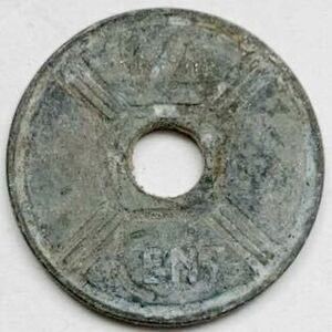 海外コイン　フランス領インドシナ　1/4セント亜鉛貨　1943年