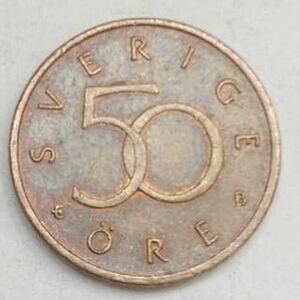 海外コイン　スウェーデン　50オーレ　2002年　トーン