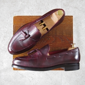 ★極美品★TLB Mallorca/ティーエルビー SIZE 7.5【定価￥66,000-★ミュージアムカーフ仕様/LANCASTER】タッセルローファー/赤茶★l597-8