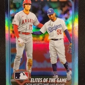 大谷翔平 ムーキー・ベッツ レインボーフォイル 【2024 TOPPS SERIES 1 #138 ELITES OF THE GAME RAINBOW FOIL PARALLEL】 ドジャースの画像1