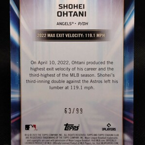 大谷翔平 99枚限定 ブラック 【2023 TOPPS STADIUM CLUB VIRTUOSOS OF VELOCITY SHOHEI OHTANI VV-2 BLACK】 エンジェルス ドジャースの画像2