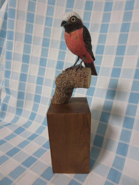 Handmade wooden wild bird figurine Daurian Redstart, interior accessories, ornament, others