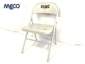 【米軍放出品】☆未使用品 MECO 折り畳みイス USMC オフィス パイプ椅子 1脚 (160)☆XD11CK-2#24