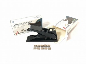 【米軍放出品】未使用品 ペーパークリップディスペンサー 2個 連射式クリップ 卓上式 SKILCRAFT クラムクリップ 文房具 (60) ☆CD16T