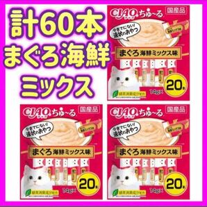 【3袋セット】まぐろ海鮮ミックス 20本×3袋 計60本 チャオちゅーる ciaoちゅ〜る ちゃおちゅーる チャオチュールの画像1