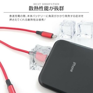 3in1 充電ケーブル ライトニング データ転送 Type-C 急速充電 ケーブル Lightning 充電器 iPad iPhone 高速充電 絡まない タイプB タイプCの画像6