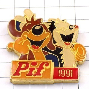  pin badge *pif. dog . cat * France limitation pin z* rare . Vintage thing pin bachi