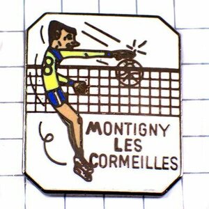  pin badge * volleyball player attack white lamp net .. ..* France limitation pin z* rare . Vintage thing pin bachi