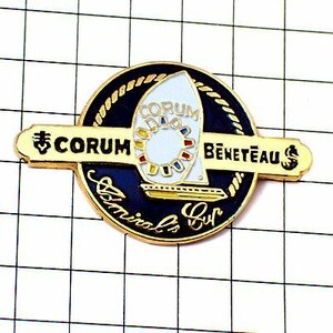 ピンバッジ・ヨット帆船アメリカズカップ大会ボート白 BENETEAU ADMIRALS-CUP◆フランス限定ピンズ◆レアなヴィンテージものピンバッチ