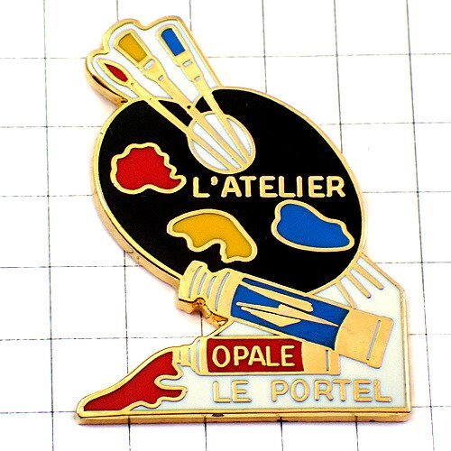 Pin badge/paint palette 3 paintbrushes Atelier painting tools ◆ France limited pins ◆ Rare vintage pin badge, miscellaneous goods, pin badge, others