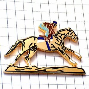 ピンバッジ・競馬ジョッキー騎手ゴールド金色の馬◆フランス限定ピンズ◆レアなヴィンテージものピンバッチ