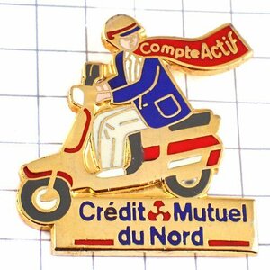 ピンバッジ・スクーター二輪バイク金色オートバイ赤いマフラー銀行員◆フランス限定ピンズ◆レアなヴィンテージものピンバッチ