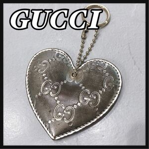 *GUCCI* Gucci key holder bag charm charm Gold leather Heart GG pattern key ring small articles lovely lady's free shipping 