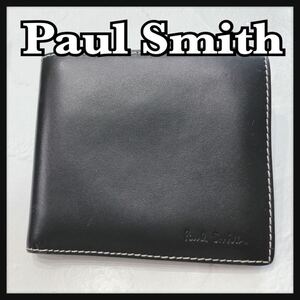 ☆PaulSmith☆ ポールスミス 二つ折り財布 ミニクーパー ウォレット ブラック 黒 レザー 限定 車 ストライプ メンズ 送料無料 本革