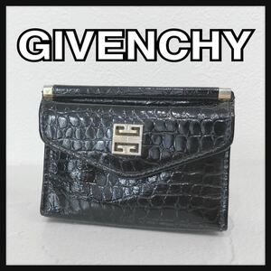 ☆GIVENCHY☆ ジバンシー コインケース 小銭入れ ブラック 黒 レザー クロコダイル バッグ型 コンパクト レディース 男女兼用 送料無料