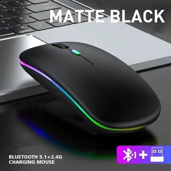 7色 LED 搭載 Bluetooth5.2 薄型 ワイヤレスマウス マウス ワイヤレス ブルートゥース mouse ブラック