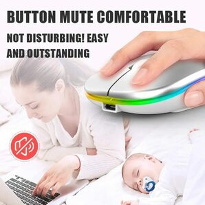 Bluetooth5.2 薄型 ワイヤレスマウス マウス ワイヤレス ブルートゥース mouse ブラック LED 搭載の画像2