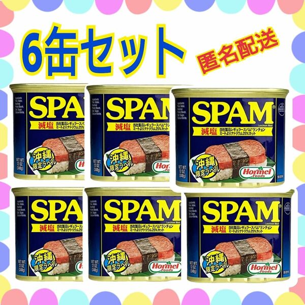 スパム減塩6缶 ランチョンミート チューリップ ポーク缶詰 保存食 BBQ ポーク 減塩 スパム SPAM