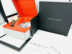 稼働品 HAMILTON ハミルトン Dodson ダッドソン H273310 クォーツ スモセコ トノーフェイス アラビア ゴールド 白文字盤