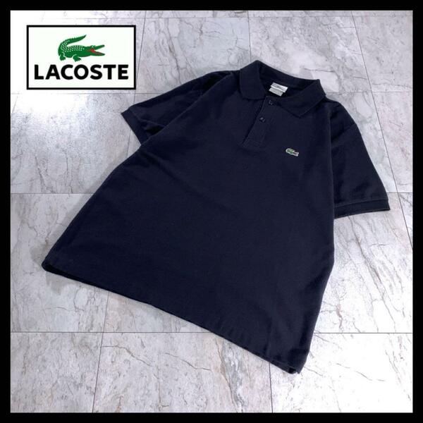 80s 90s 古着 LACOSTE ポロシャツ 半袖 ブラック L 美品