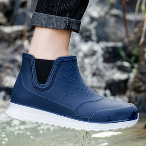 *26cm* men's rain shoes rain boots outdoor river playing commuting going to school casual waterproof boots stylish navy blue color navy 406 R35