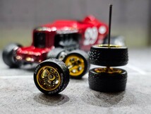 【3インチ 1/64に最適！】カスタムホイール custom wheels ホットウィール Hotwheel ホワイトレター入 リアルライダー ゴムタイヤ apbsc 1_画像1