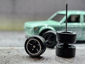 【3インチ 1/64に最適！】カスタムホイール custom wheels ホットウィール Hotwheel ホワイトレター入 リアルライダー ゴムタイヤ dpmsc 1