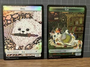 MTG SLD 猫/犬 両面トークン 英語foil 2枚セット Secret lair Raining Cats and Dogs シークレットレイヤー ボーダーレス