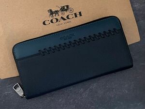 【新品】coach 財布 長財布 メンズ ブルー　ブラック コーチ