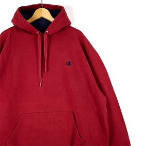 Champion チャンピオン 長袖スウェットパーカー メンズUS-XXLサイズ ワンポイント刺繍ロゴ ボルドー フーディー sh-3864