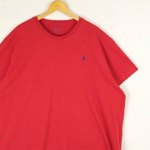 古着 大きいサイズ ポロラルフローレン クルーネック 半袖Tシャツ メンズUS-2XLサイズ 無地 赤 レッド系 tn-2243n