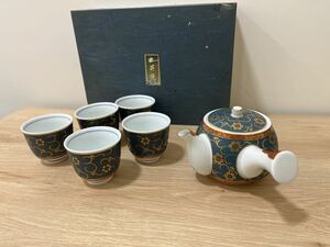 【美品】九谷焼茶器 茶道具 茶器揃 秋峰 伝統工芸 湯呑5客/急須