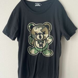 HYSTERIC GLAMOUR ヒスベア　Tシャツ　ブラック　迷彩　カモフラージュ柄