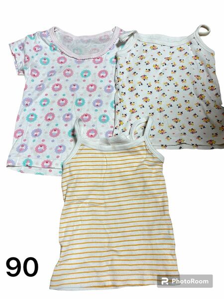 女の子　90 肌着　タンクトップ　半袖　3点セット　まとめ売り　夏服