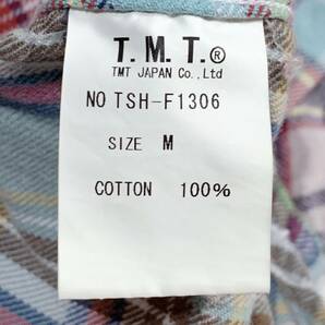 TMT 13AW デニム切替 チェック ウエスタンシャツ 長袖 チェックシャツ マルチ インディゴ Mサイズの画像7