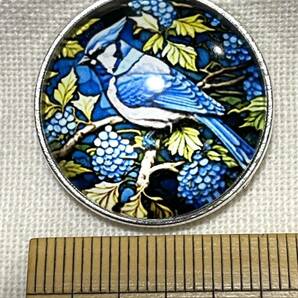 NO.1332 帯留め 三分紐用 ガラス製 鳥 リメイク品(帯留 帯飾り 和装小物)ハンドメイド品の画像3