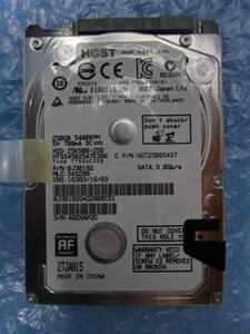 【中古】 HGST HTS545025A7E380 250GB/8MB 3047時間使用 管理番号:C131