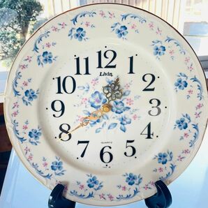 Livin 陶器製飾り皿型 クオーツ置き／掛け時計 LZ820A