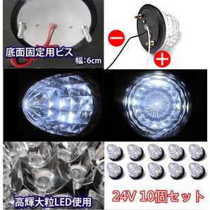 1円~ 24V トラック用 LEDマーカーランプ サイド マーカー クリスタルカット仕様 16LED レッド 赤色 10個の画像4