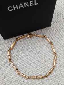  прекрасный товар CHANEL Chanel Vintage колье короткое колье Gold здесь Mark bamboo редкий стандартный товар 