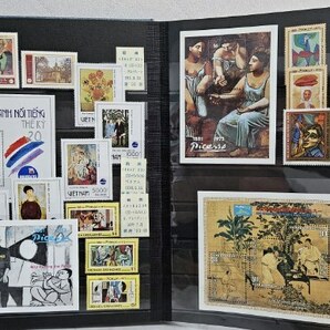【F2024/04/17⑬】１円～ 整理品 海外切手 中国切手 絵画切手 偉人切手 約20ページの画像8