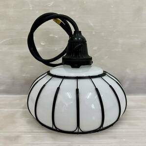 昭和レトロ 電笠 電傘 乳白色 吊り下げ ガラス シェード ランプ アンティーク 照明 の画像1