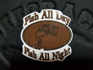 ★ステッカー★Fish All Day Fish All Night　BASS FISHING ブラックバス バス釣り 新品未使用 Size 縦約7cm×横約8cm 普通郵便 送料84円